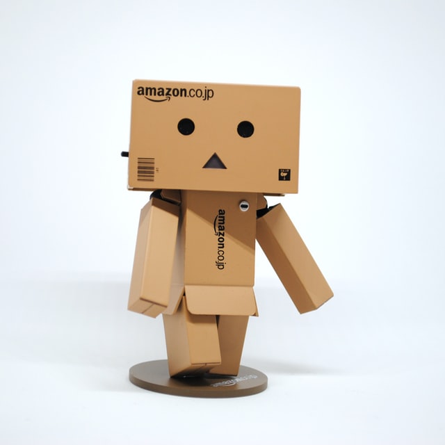 Robot made of Amazon boxes