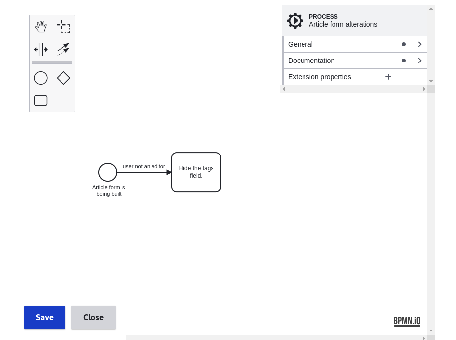 A screenshot of the ECA module with a workflow that will hide a field if a user is not of a current role.