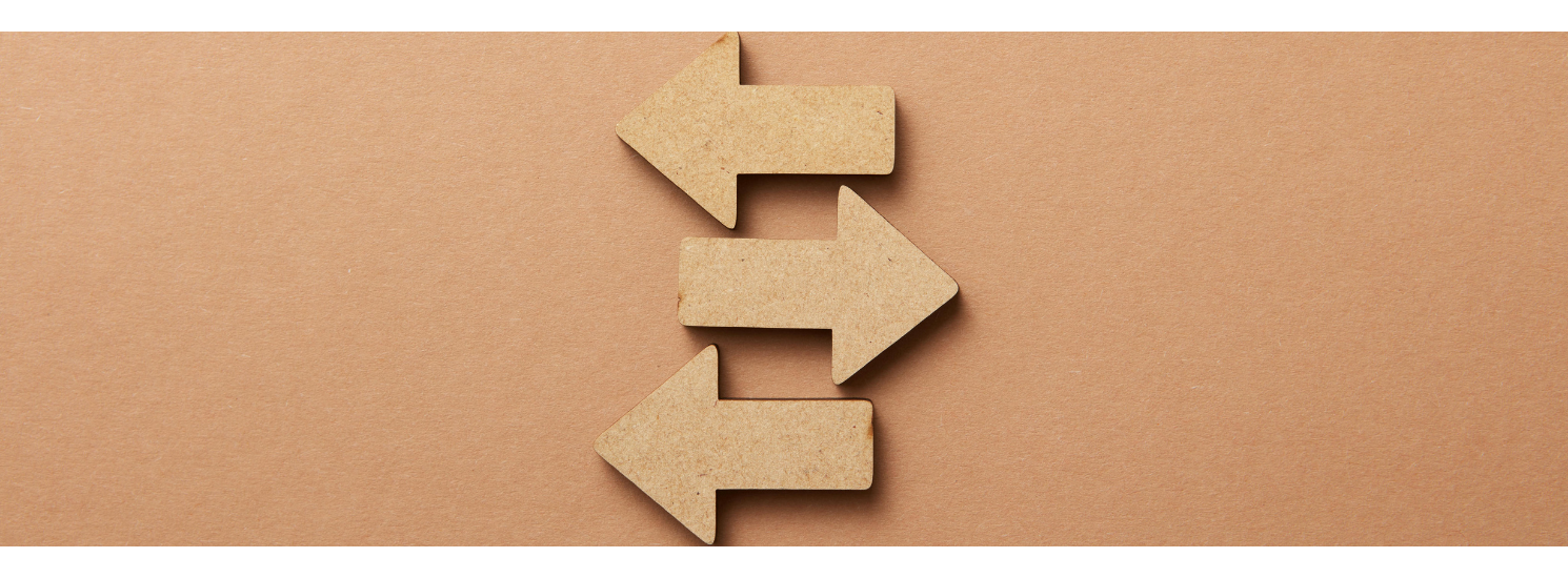 Two arrows pointing left, one arrow pointing right