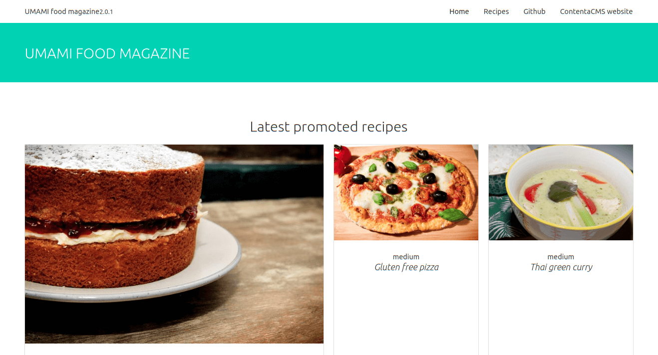 Contenta, consumed through a Vue.JS site.