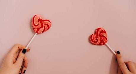 Two heart shaped lollies