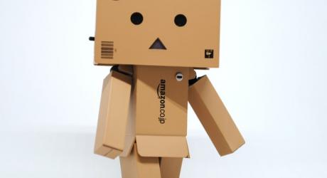 Robot made of Amazon boxes