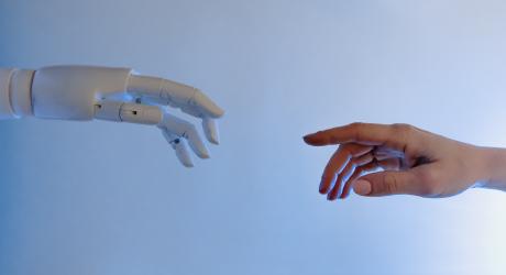 robot and human hands