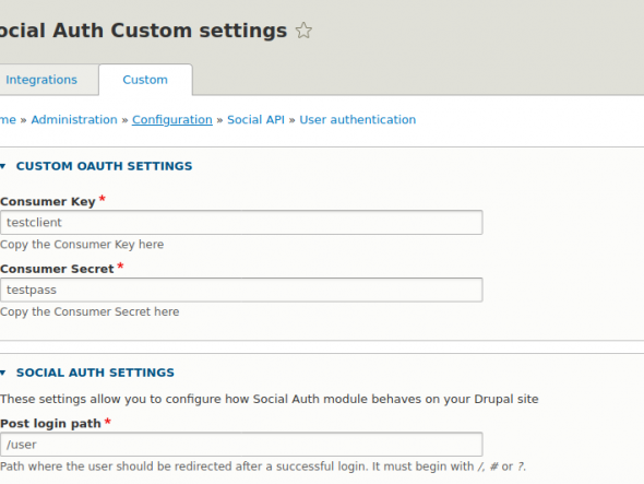 Custom social auth form.