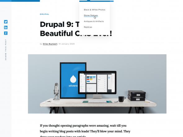 The new Drupal front end theme, Olivaro.