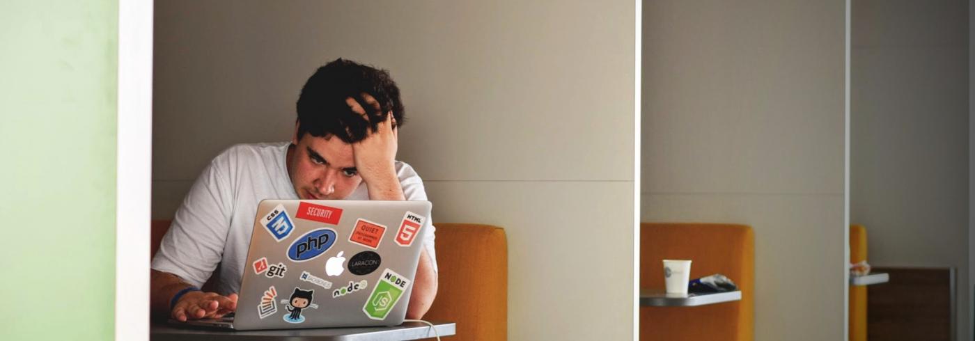 A man on a laptop