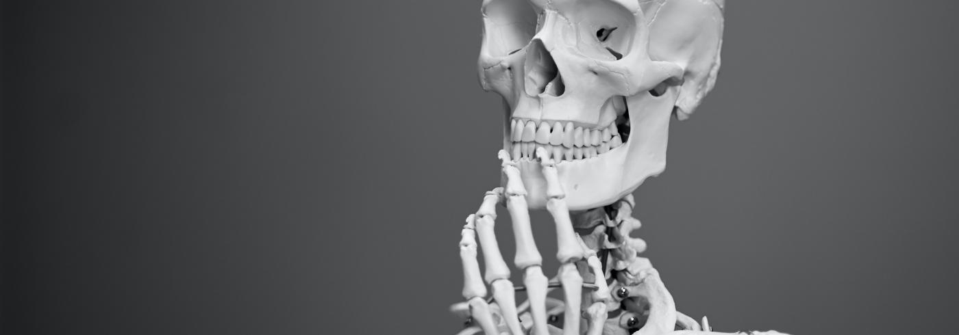 Skeleton in a thinking pose