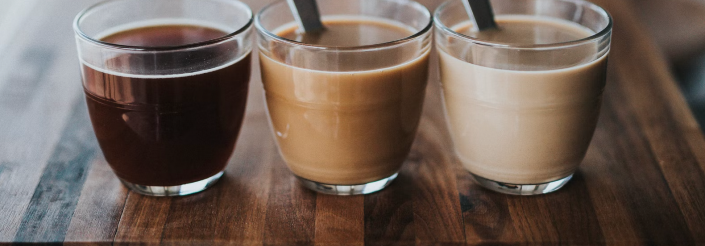 Row of different coffees