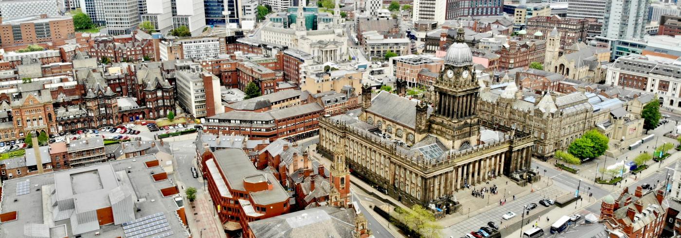 Birds eye view of Leeds town Hall