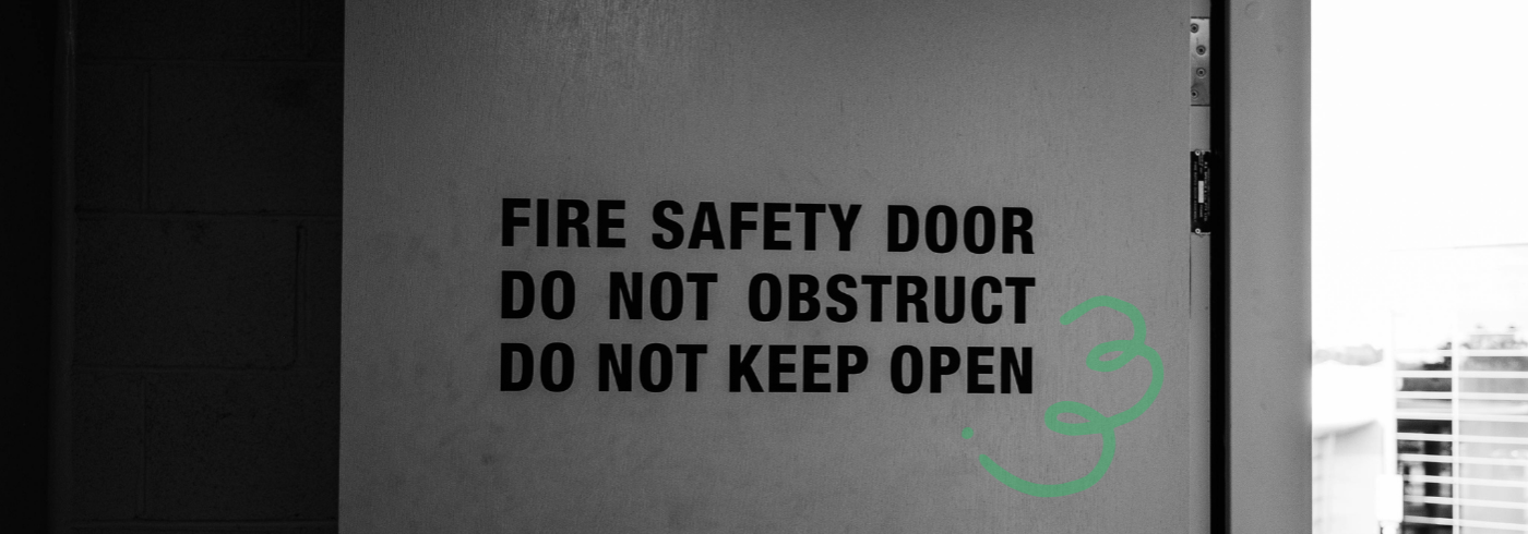 Open fire safety door with the text "Do not keep open"