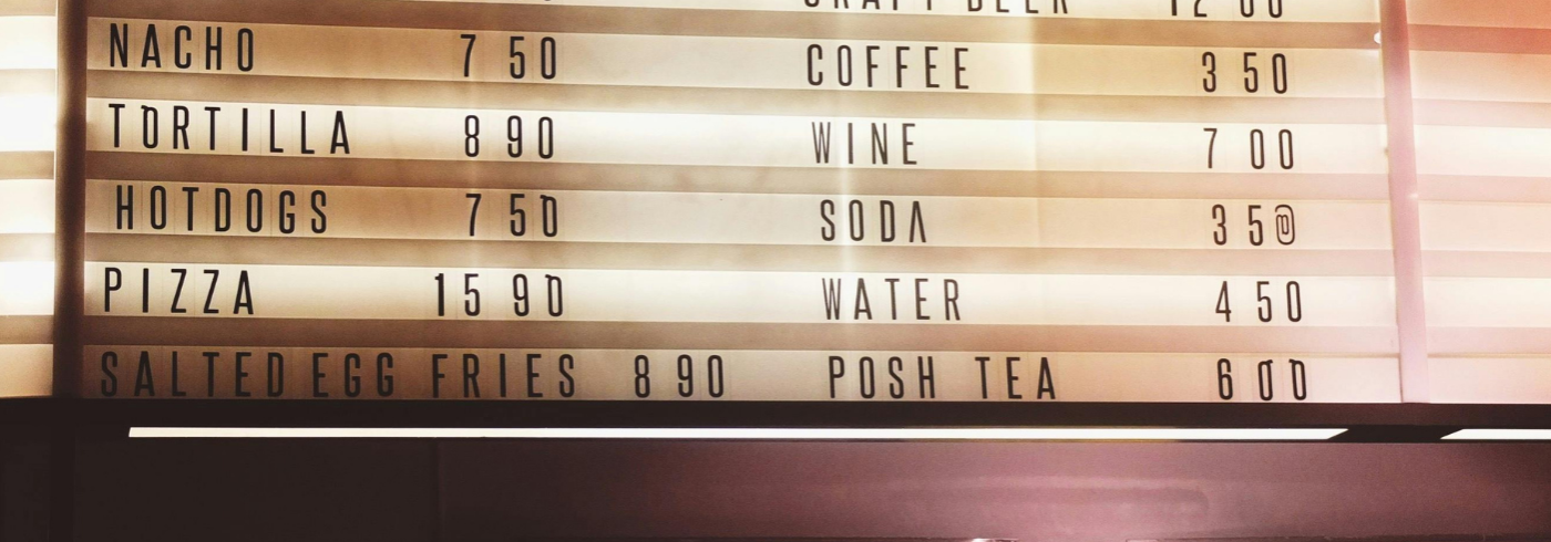A bar menu