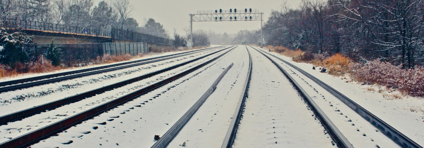 A choice of rail lines in the snow